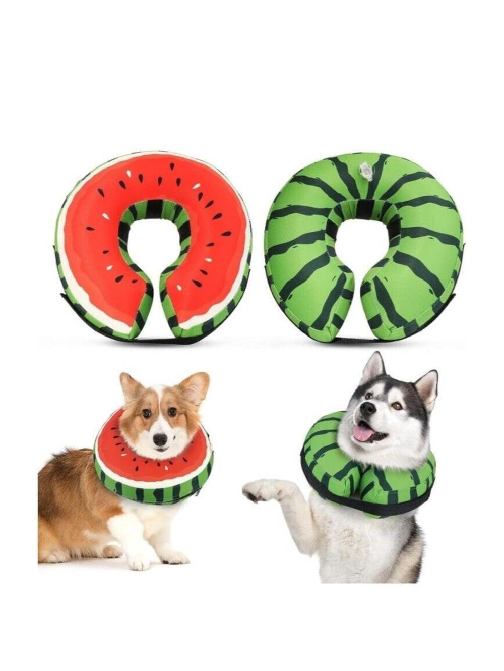 XL Protective Inflatable Dog Recovery Cone Soft Donut Cone XL Watermelon Blow Up